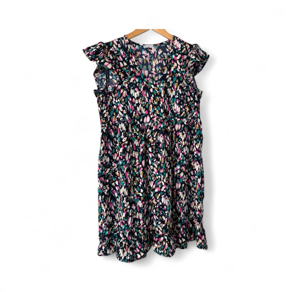 Egy California Floral Ruffle Sleeve Mini Dress Size Medium